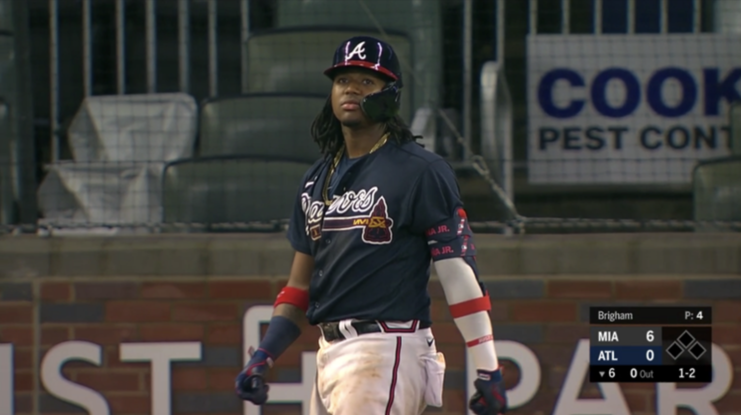 Cook's Pest Control outfield signage during an Atlanta Braves at-bat